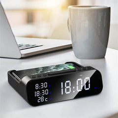 15W Three-in-one Wireless Charger Temperature Tester Multi Alarm Clock Fast Charging Mobile Phone Usb Charger Charging Station - ProTrendyz