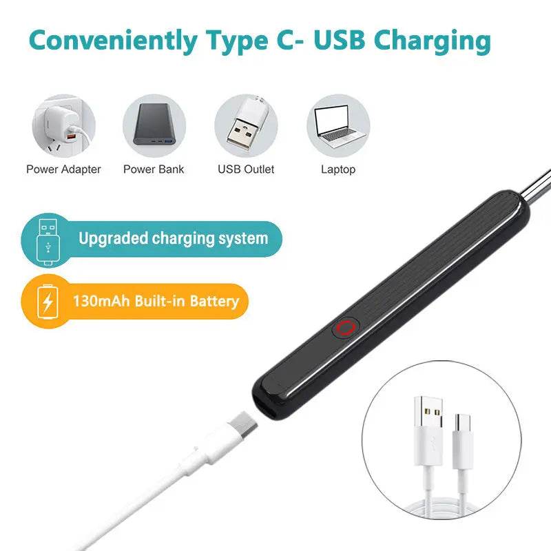 NE3 Ear Cleaner Otoscope Ear Wax Removal Tool With Camera LED Light Wireless Ear Endoscope Ear Cleaning Kit For I-phone - ProTrendyz