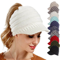 Women Ponytail Beanies Autumn Winter Hats Female Soft Knitting Caps Warm Ladies Skullies - ProTrendyz