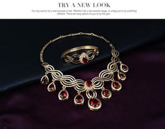 Set Jewelry Fashion Gems Necklace And Earrings Alloy Jewelry - ProTrendyz