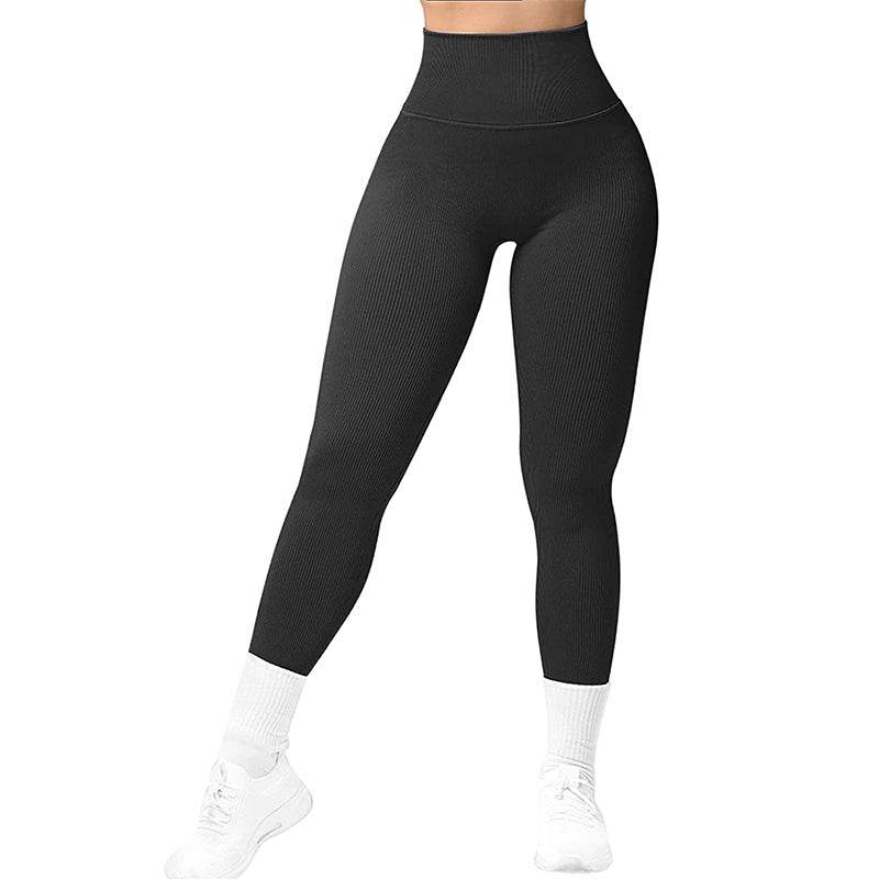 High Waist Seamless Leggings Threaded Knitted Fitness Pants Solid Women's Slimming Sports Yoga Pants Elastic Running Sport Leggings - ProTrendyz