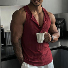 Solid-color Multi-button Sports Fitness Solid-color Vest Top