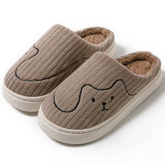 Striped Cat Slippers Indoor Couple Non-slip Floor Bedroom Slipper Winter Warm Plush House Shoes Women Men - ProTrendyz