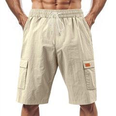 Loose Sports And Leisure Solid Color Linen Drawstring Shorts