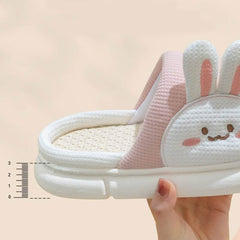 Cute Rabbit Slippers Linen House Shoes For Women - ProTrendyz