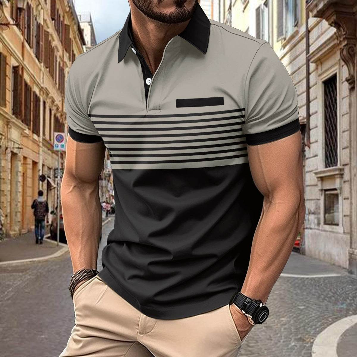 Casual Striped Shirt With Chest Pocket Men Clothing - ProTrendyz