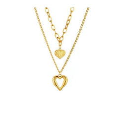 Titanium Steel Angel Wings Love Necklace Irregular Folds 2 Heart Love Necklace For Women Charm Party Accessories High-quality Fashion Jewelry Pendant Gifts - ProTrendyz