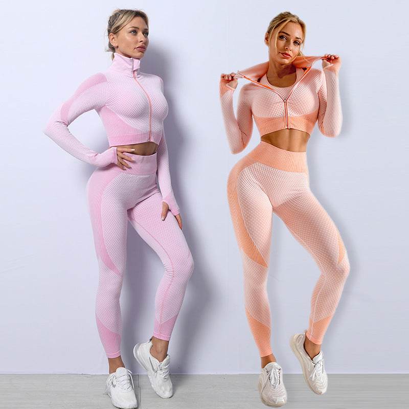 3PCS Yoga Set Seamless Sport Set Women Gym Clothing Leggings Women Crop Top Sports Bra Women Fitness Gym Set Womens Outfits Tracksuit - ProTrendyz