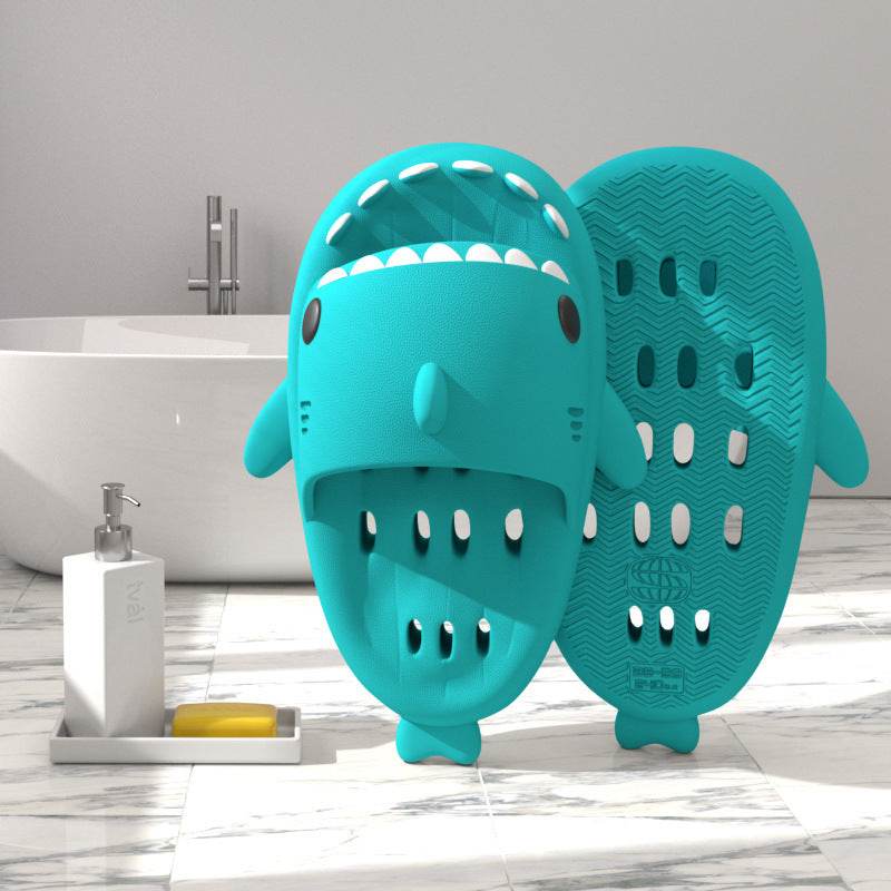 Shark Slippers With Drain Holes Shower Shoes For Women Quick Drying Eva Pool Shark Slides Beach Sandals With Drain Holes - ProTrendyz