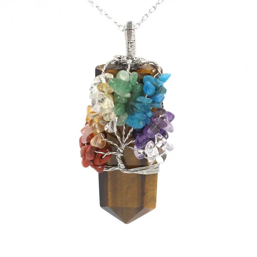 Crystal Column Tree Of Life Winding Pendant Necklace US - ProTrendyz