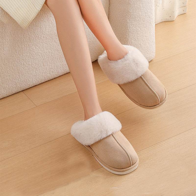 Winter Warm Plush Home Slippers Indoor Fur Slippers Women Soft Lined Cotton Shoes Comfy Non-Slip Bedroom Fuzzy House Shoes Women Couple - ProTrendyz