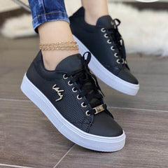 Women Flat Sneakers Breathable Lace-up Shoes For Girls - ProTrendyz