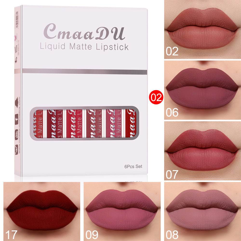 6 Boxes Of Matte Non-stick Cup Waterproof Lipstick Long Lasting Lip Gloss - ProTrendyz