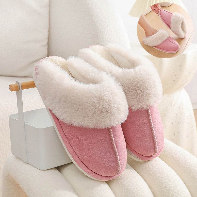 Winter Warm Plush Home Slippers Indoor Fur Slippers Women Soft Lined Cotton Shoes Comfy Non-Slip Bedroom Fuzzy House Shoes Women Couple - ProTrendyz