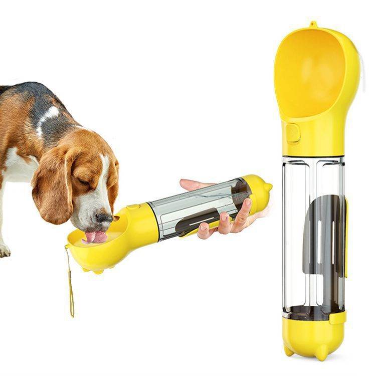 300 500ml Portable Multifunction Dog Water Bottle Food Feeder For Big Dogs 3 In 1 Poop Dispenser Puppy Pet Travel Drinking Bowls - ProTrendyz