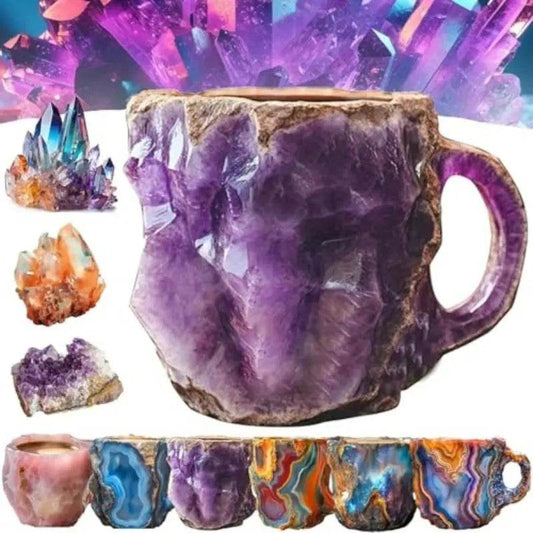 400ml Resin Mineral Crystal Coffee Mugs With Handles Elegant Fake Mineral Crystal Cup For Workplace Home Decor Christmas Gift Kitchen Gadgets - ProTrendyz