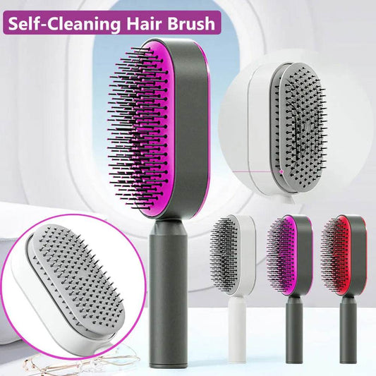 Self Cleaning Hair Brush For Women One-key Cleaning Hair Loss Airbag Massage Scalp Comb Anti-Static Hairbrush - ProTrendyz