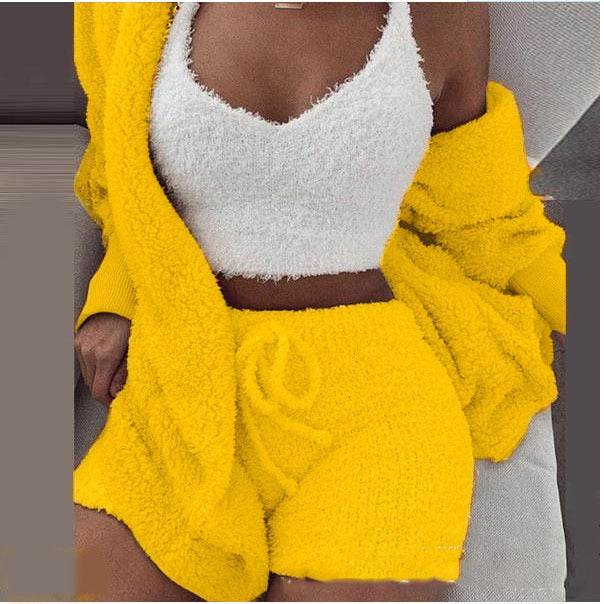 3 Pieces Of Fashionable Ladies Plush Home Clothes - ProTrendyz