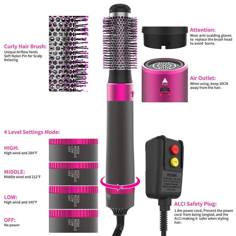 Professional 5 In 1 Hair Dryer Brush Dryer And Straightening Brush Electric Hair Styling Tool Automatic Hair Curler Beauty Supplies Gadgets - ProTrendyz