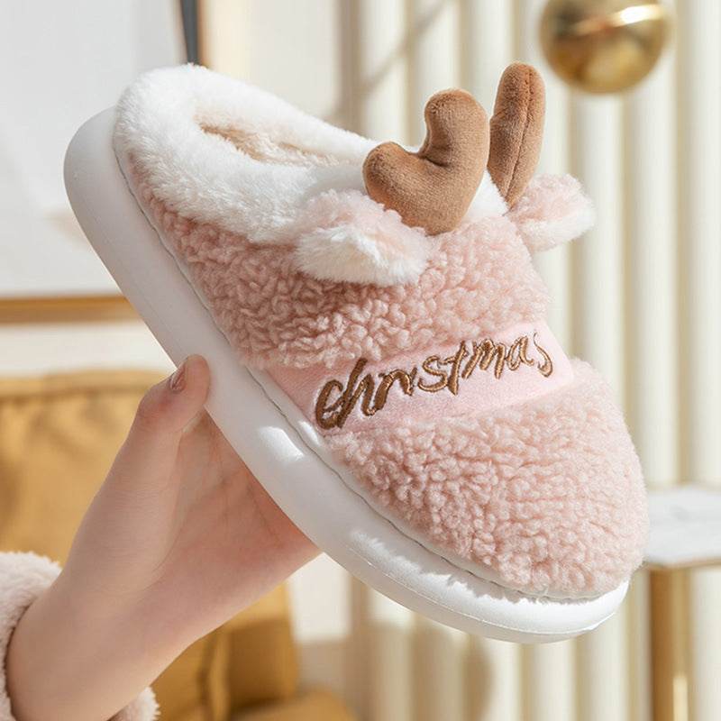 Christmas Shoes Winter Home Slippers Elk Soft Cozy Bedroom Slipper Slip On House Shoes - ProTrendyz
