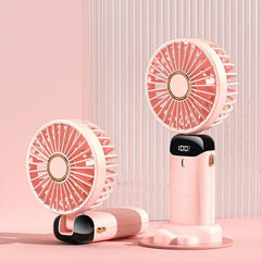 USB Rechargeable Mini Portable Handheld Electric Fan Foldable Neck Hanging Outdoor Fan Adjustable 5 Speed Powerful Air Cooler - ProTrendyz