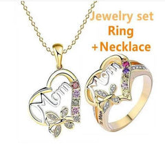 Mother's Day Gift Hollow Heart English Letter Love Mom Rhinestone Butterfly Finger Ring Jewelry Gift - ProTrendyz