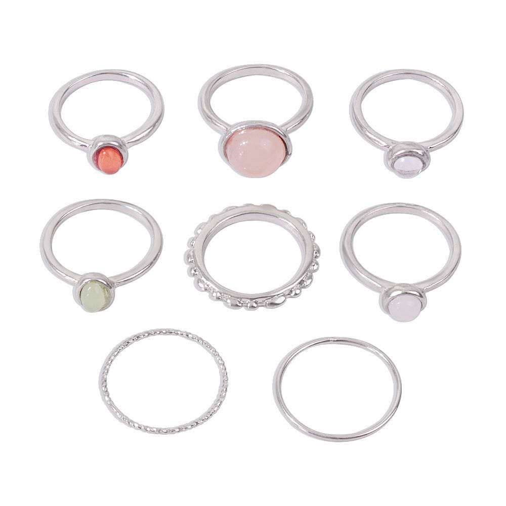 Colorful Stone Metalic Finger Rings Joint Combination Rings For Women Girl Rings - ProTrendyz