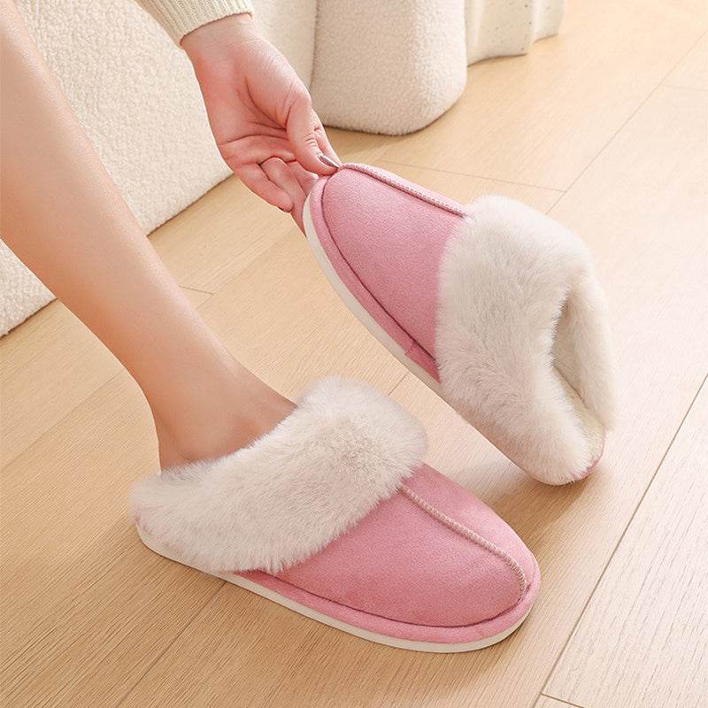 Winter Warm Plush Home Slippers Indoor Fur Slippers Women Soft Lined Cotton Shoes Comfy Non-Slip Bedroom Fuzzy House Shoes Women Couple - ProTrendyz