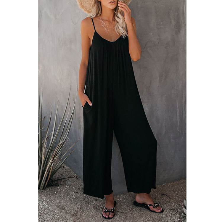 Women's Loose Sleeveless Jumpsuits Romper Jumpsuit With Pockets Long Pant Summer - ProTrendyz