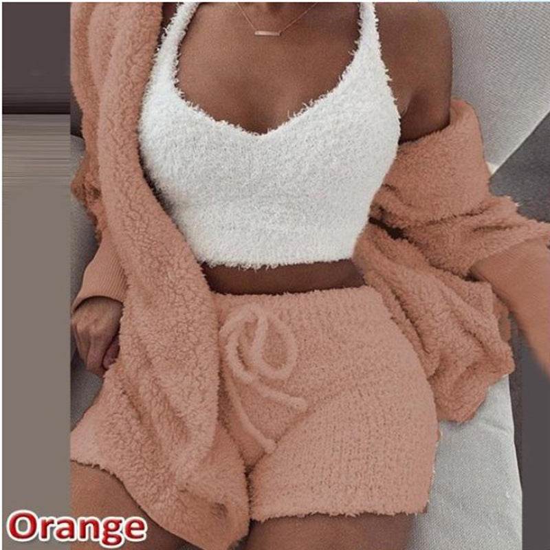 3 Pieces Of Fashionable Ladies Plush Home Clothes - ProTrendyz