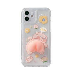 Compatible with Apple , Three-dimensional Piggy Butt Phone Case XS Pinch Music Silicone Case - ProTrendyz