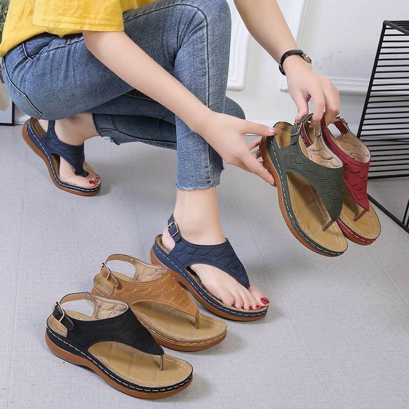 Casual Sandals Women's Wedge Heel Solid Color Flip Flop Sandals - ProTrendyz