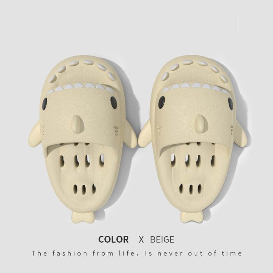 Shark Slippers With Drain Holes Shower Shoes For Women Quick Drying Eva Pool Shark Slides Beach Sandals With Drain Holes - ProTrendyz