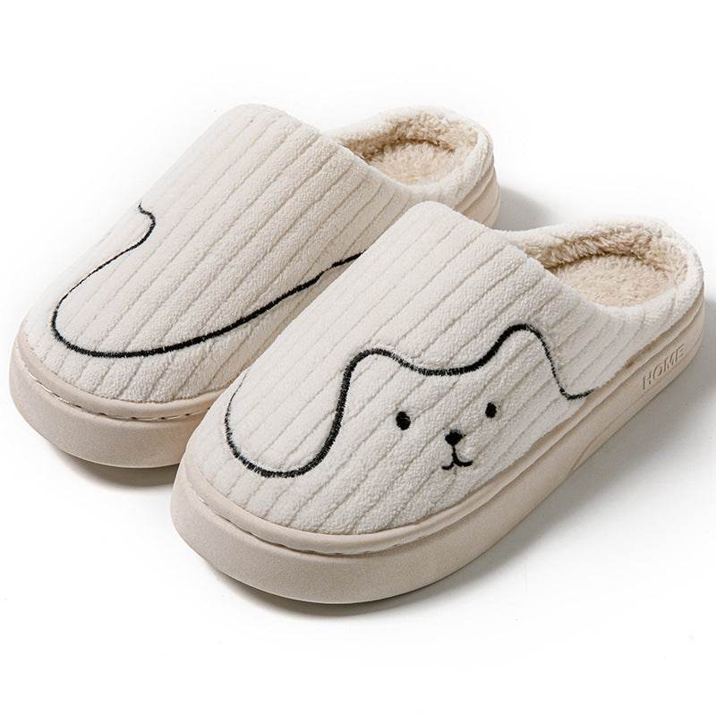 Striped Cat Slippers Indoor Couple Non-slip Floor Bedroom Slipper Winter Warm Plush House Shoes Women Men - ProTrendyz