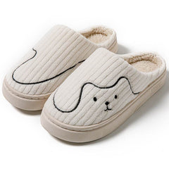 Striped Cat Slippers Indoor Couple Non-slip Floor Bedroom Slipper Winter Warm Plush House Shoes Women Men - ProTrendyz