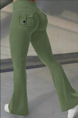 Yoga Fitness Flared Pants With Pockets Ins Fashion Slim High Waist Sports Trousers Scrunch Butt Booty Workout Lifting Leggings 2XL 3XL XXL XXXL - ProTrendyz