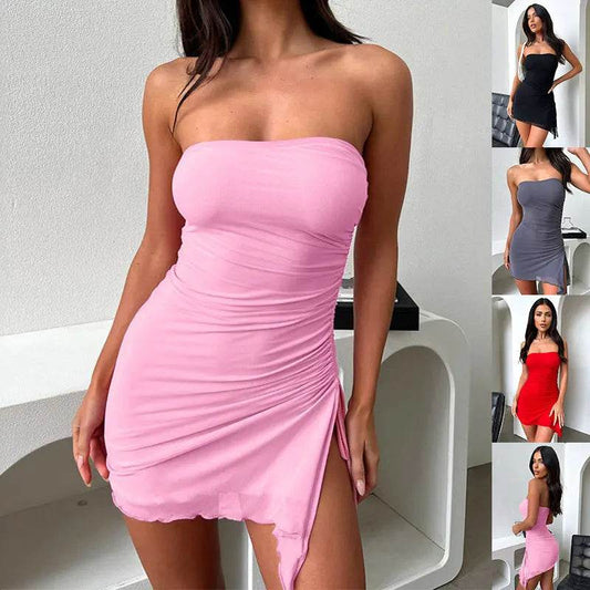 Y2K Tube-top Split Dress Summer Ins Fashion Backless Short Dresses For Women US - ProTrendyz