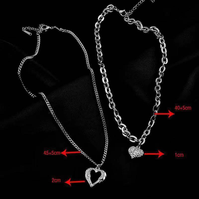 Titanium Steel Angel Wings Love Necklace Irregular Folds 2 Heart Love Necklace For Women Charm Party Accessories High-quality Fashion Jewelry Pendant Gifts - ProTrendyz