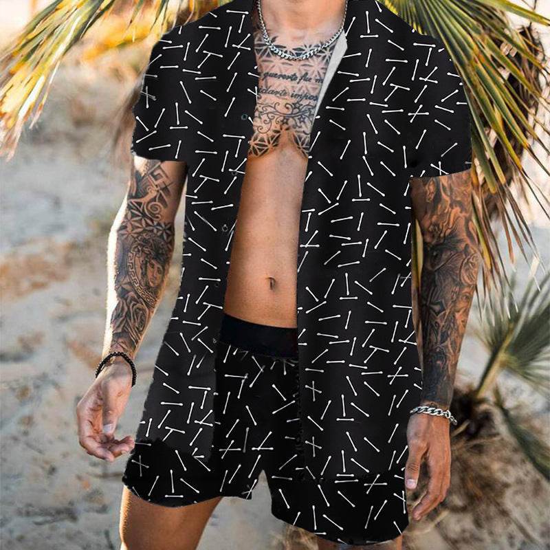 Streetwear Short Sleeve Beach Shirt With Short Pants Casual Men Clothing Outfits - ProTrendyz