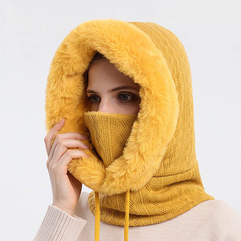 Winter Thick Plush Hat With Scarf Windproof Warm Knit Hats Hooded For Women - ProTrendyz