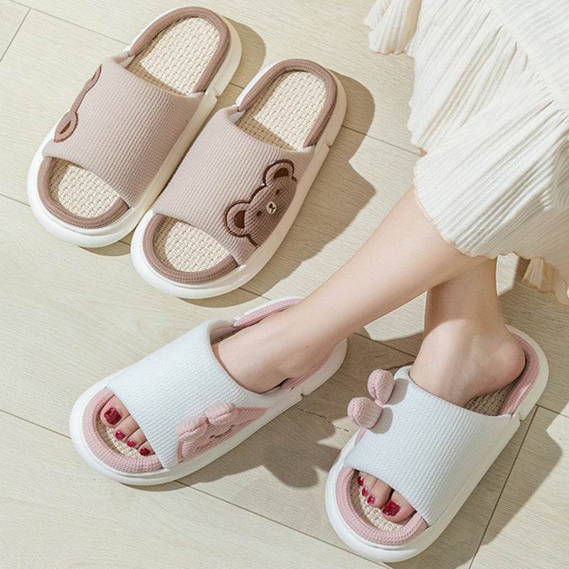 Cute Rabbit Slippers Linen House Shoes For Women - ProTrendyz