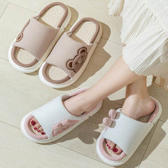 Cute Rabbit Slippers Linen House Shoes For Women - ProTrendyz