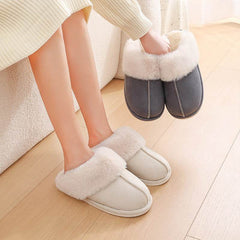Winter Warm Plush Home Slippers Indoor Fur Slippers Women Soft Lined Cotton Shoes Comfy Non-Slip Bedroom Fuzzy House Shoes Women Couple - ProTrendyz