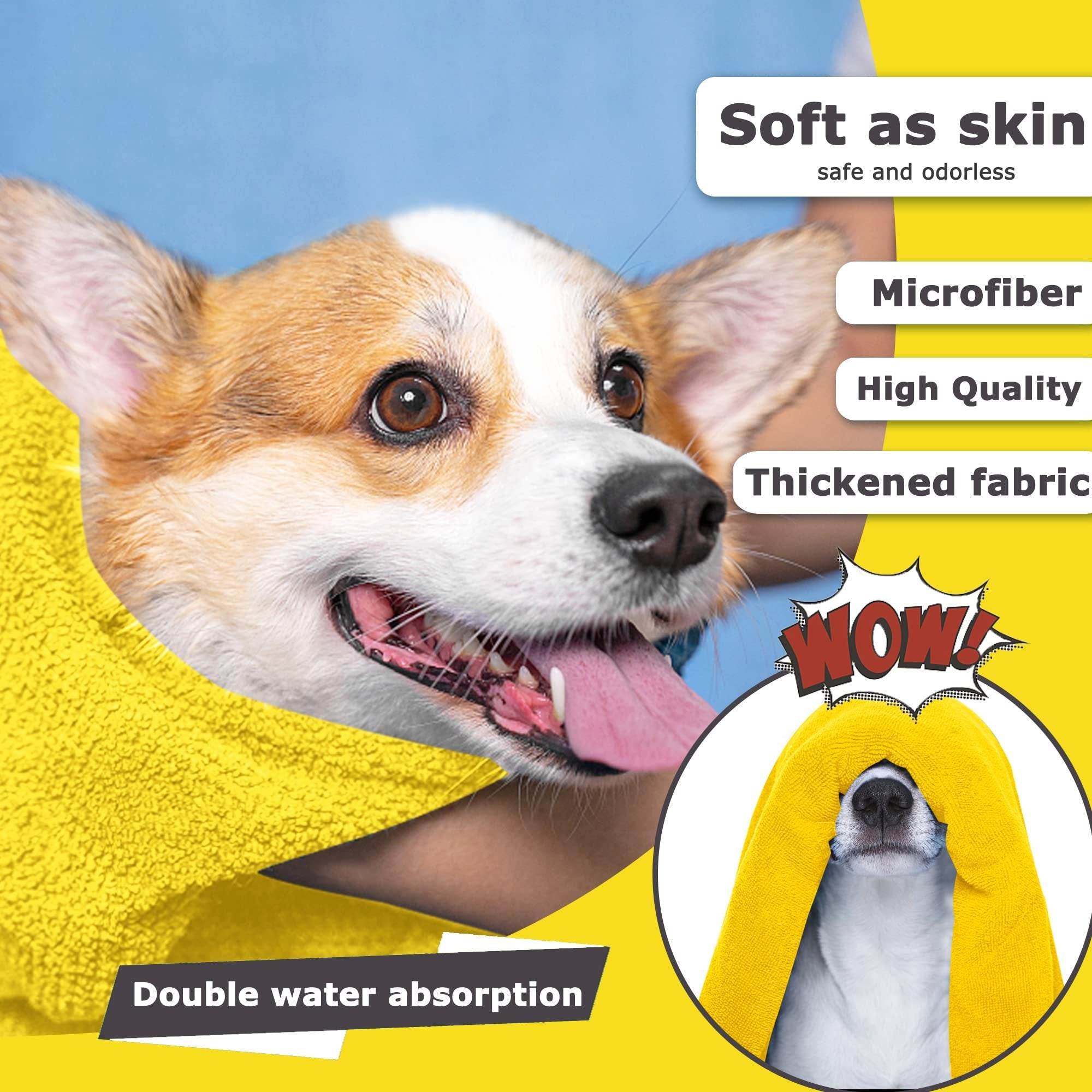 Dog Towels For Drying Dogs Drying Towel Dog Bath Towel, Quick-drying Pet Dog And Cat Towels Soft Fiber Towels Robe Super Absorbent Quick Drying Soft Microfiber Pet Towel For Dogs, Cats Yellow - ProTrendyz