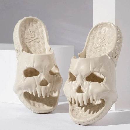 Personalized Skull Design Halloween Slippers Bathroom Indoor Outdoor Funny Slides Beach Shoes - ProTrendyz