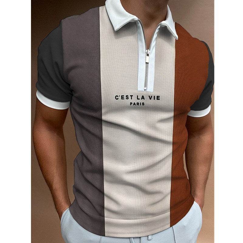Men's POLO Shirt Striped Printed Short Sleeve T-Shirt Lapel Shirt - ProTrendyz