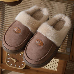 Winter Plush Slippers For Men Casual All-match Warm Suede House Shoes Indoor Non-slip Floor Bedroom Slipper - ProTrendyz