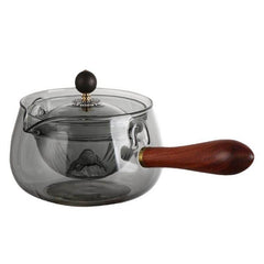 Semi-automatic Rotary Heat-resistant Glass Teapot Lazy Tea Making With Infuser And Wooden Handle Office Home Accessories Kitchen Gadgets - ProTrendyz