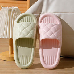 New Rhombus Home Slippers Summer Non-slip Floor Bathroom Slipper Lightweight Simple House Shoes For Women Men - ProTrendyz