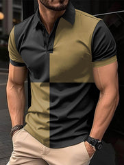 Casual Sports Short Sleeve Color Stitching Turnover Neck Polo Shirt Men Clothing - ProTrendyz